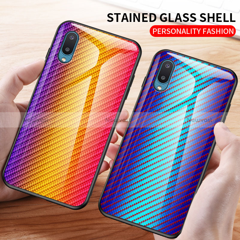 Silicone Frame Mirror Rainbow Gradient Case Cover LS2 for Samsung Galaxy A02