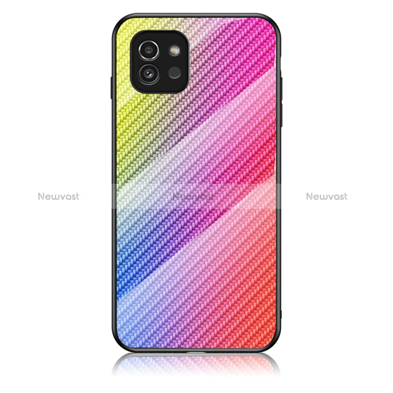 Silicone Frame Mirror Rainbow Gradient Case Cover LS2 for Samsung Galaxy A03