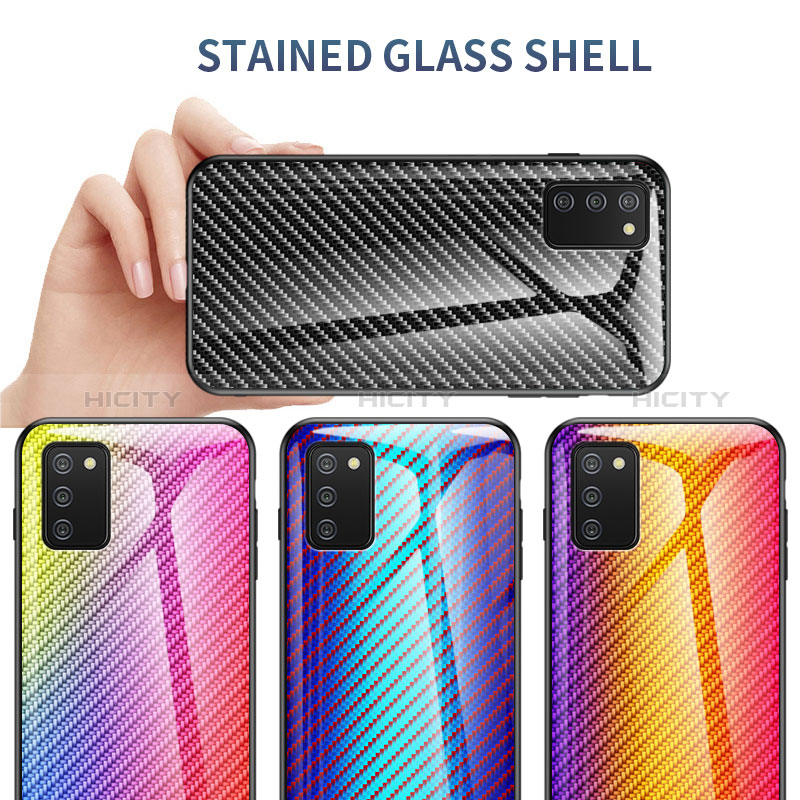Silicone Frame Mirror Rainbow Gradient Case Cover LS2 for Samsung Galaxy A03s