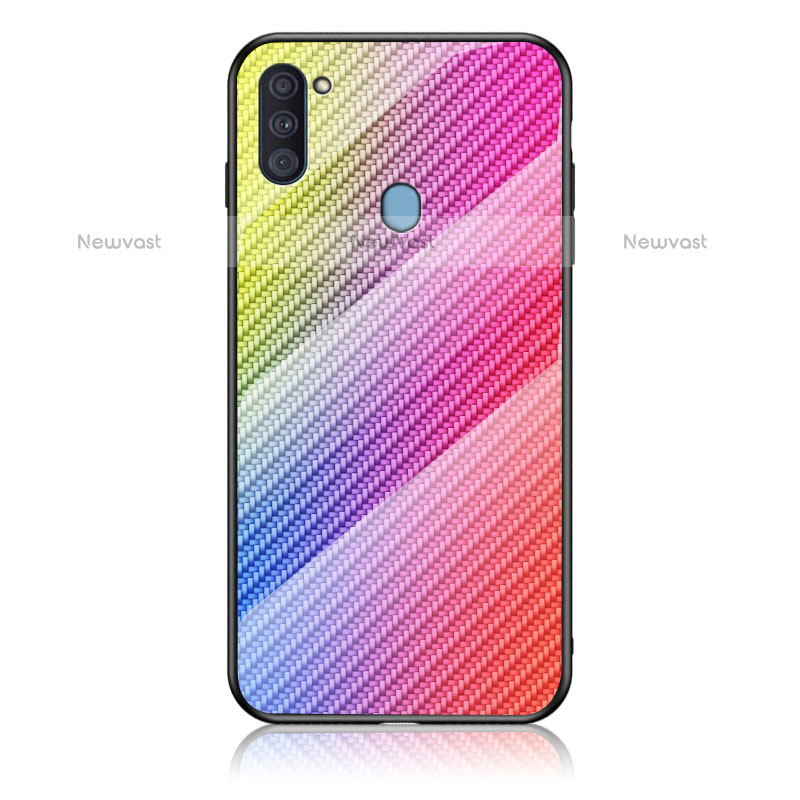 Silicone Frame Mirror Rainbow Gradient Case Cover LS2 for Samsung Galaxy A11