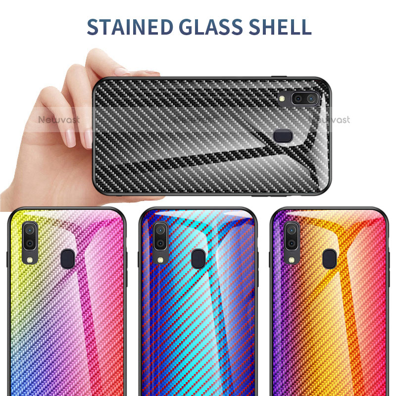 Silicone Frame Mirror Rainbow Gradient Case Cover LS2 for Samsung Galaxy A20