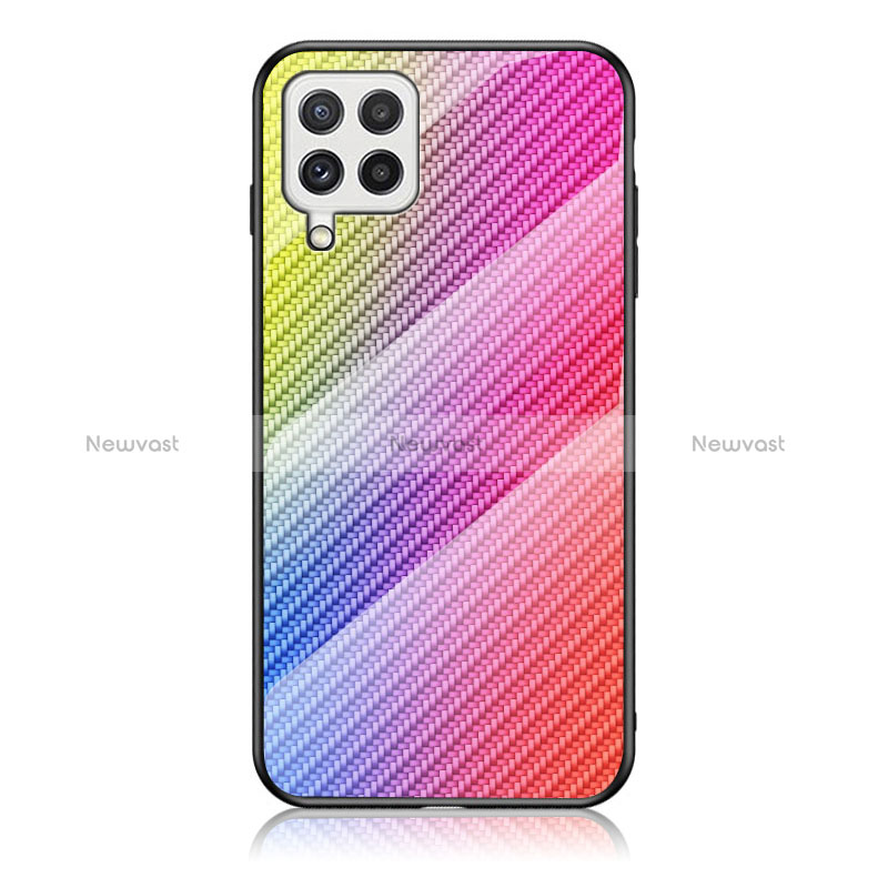 Silicone Frame Mirror Rainbow Gradient Case Cover LS2 for Samsung Galaxy A22 4G