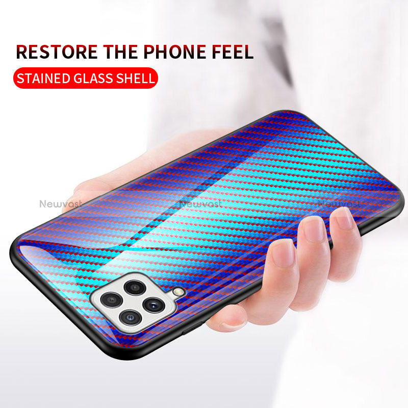 Silicone Frame Mirror Rainbow Gradient Case Cover LS2 for Samsung Galaxy A22 4G