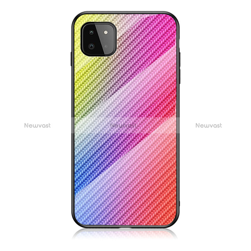 Silicone Frame Mirror Rainbow Gradient Case Cover LS2 for Samsung Galaxy A22 5G