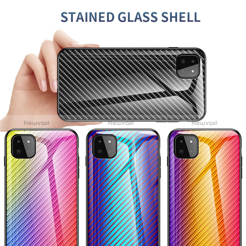 Silicone Frame Mirror Rainbow Gradient Case Cover LS2 for Samsung Galaxy A22s 5G