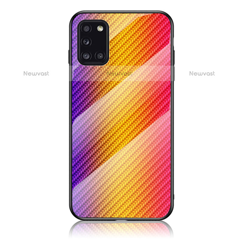 Silicone Frame Mirror Rainbow Gradient Case Cover LS2 for Samsung Galaxy A31