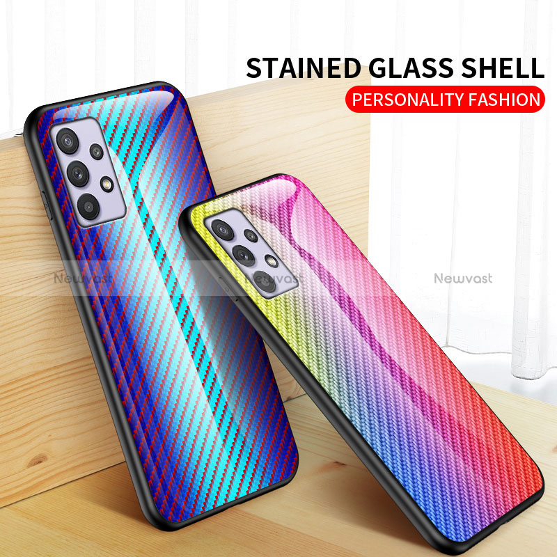 Silicone Frame Mirror Rainbow Gradient Case Cover LS2 for Samsung Galaxy A32 4G