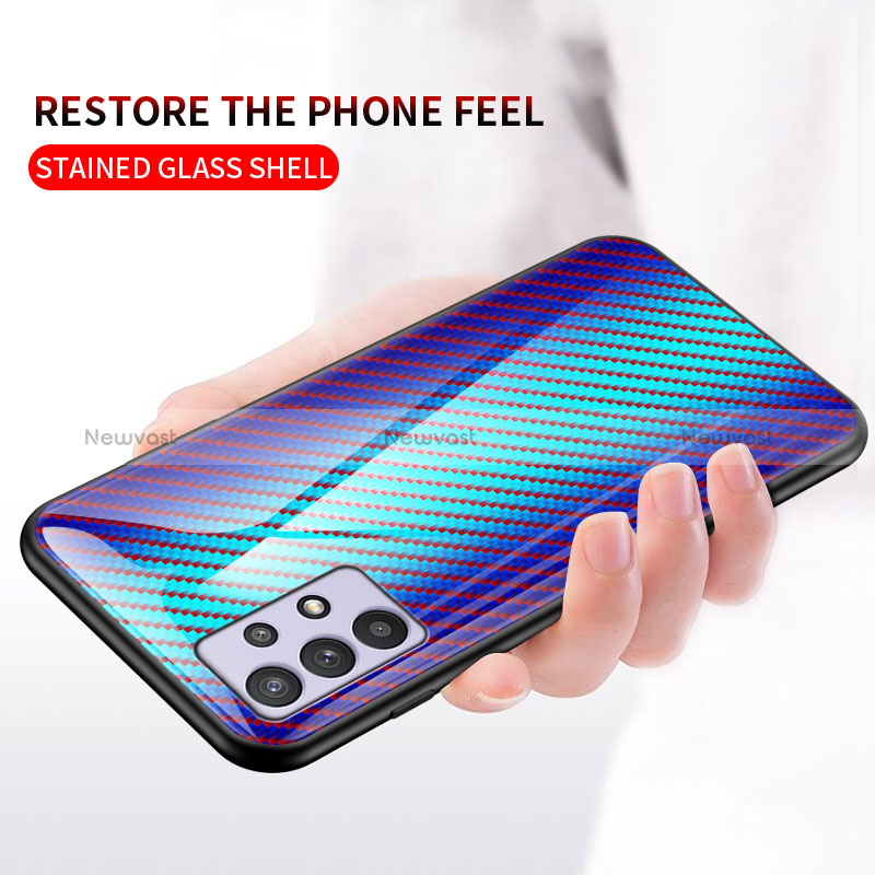 Silicone Frame Mirror Rainbow Gradient Case Cover LS2 for Samsung Galaxy A32 4G
