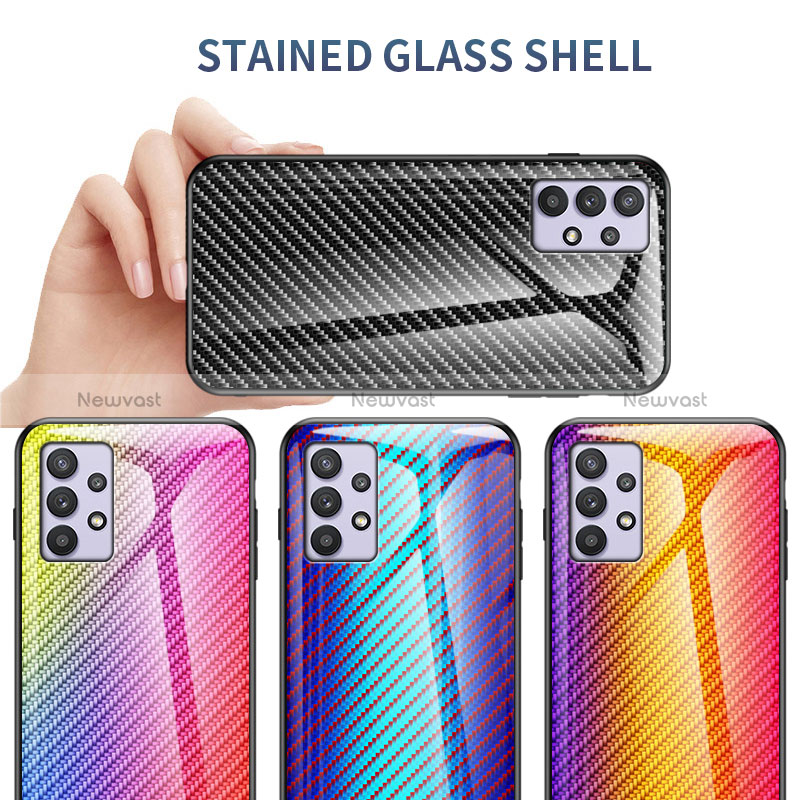 Silicone Frame Mirror Rainbow Gradient Case Cover LS2 for Samsung Galaxy A32 4G