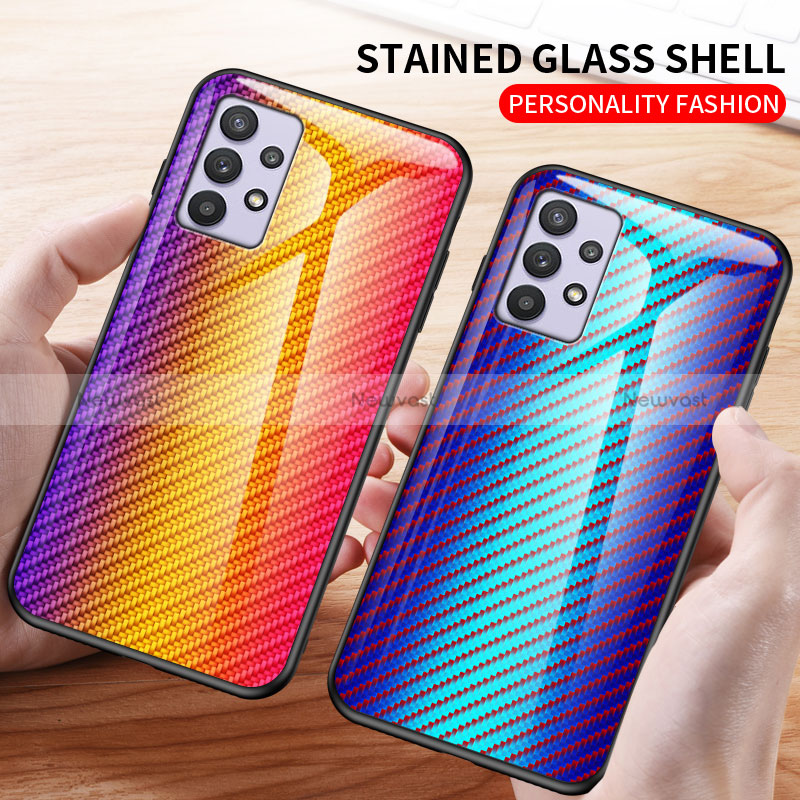 Silicone Frame Mirror Rainbow Gradient Case Cover LS2 for Samsung Galaxy A32 5G