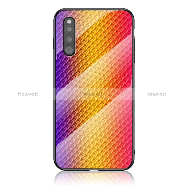 Silicone Frame Mirror Rainbow Gradient Case Cover LS2 for Samsung Galaxy A41 SC-41A