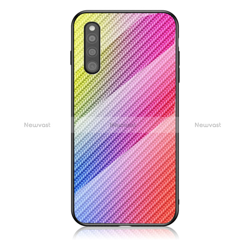 Silicone Frame Mirror Rainbow Gradient Case Cover LS2 for Samsung Galaxy A41 SC-41A