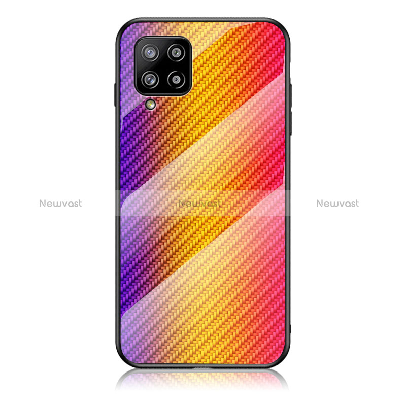 Silicone Frame Mirror Rainbow Gradient Case Cover LS2 for Samsung Galaxy A42 5G Orange