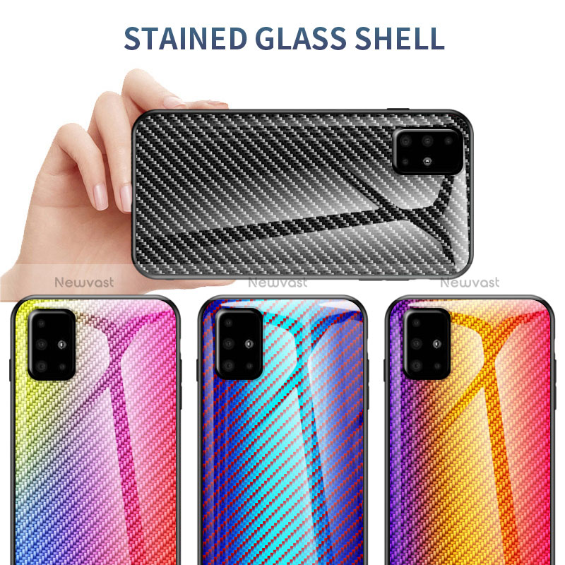 Silicone Frame Mirror Rainbow Gradient Case Cover LS2 for Samsung Galaxy A51 5G