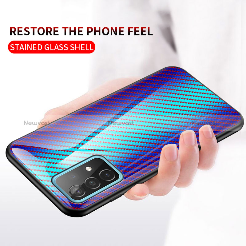 Silicone Frame Mirror Rainbow Gradient Case Cover LS2 for Samsung Galaxy A52 4G