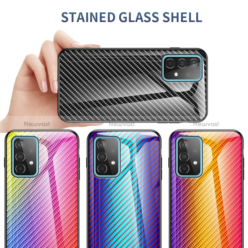 Silicone Frame Mirror Rainbow Gradient Case Cover LS2 for Samsung Galaxy A52 4G