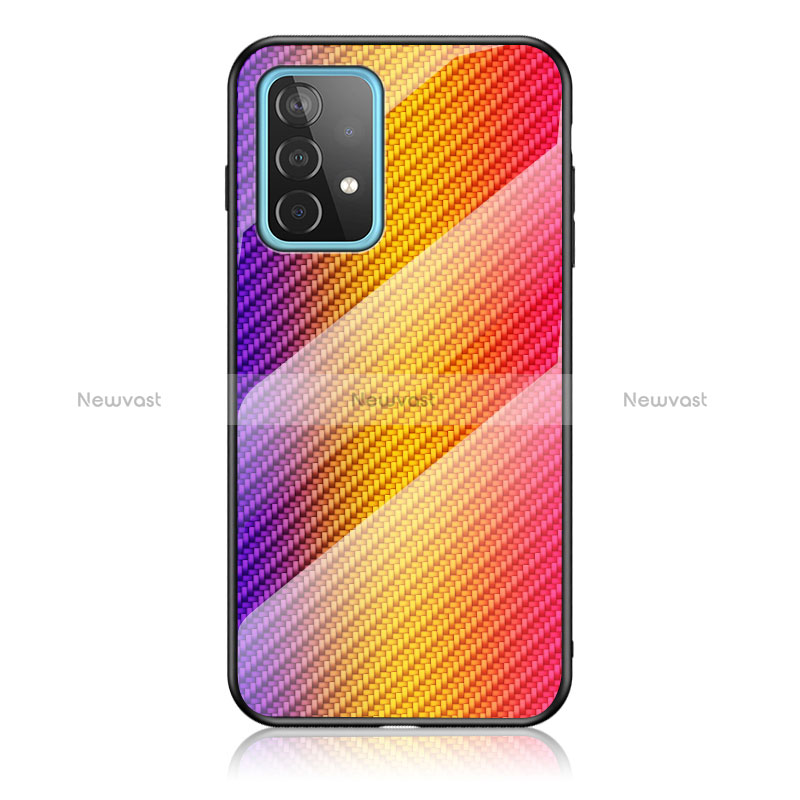 Silicone Frame Mirror Rainbow Gradient Case Cover LS2 for Samsung Galaxy A52 5G