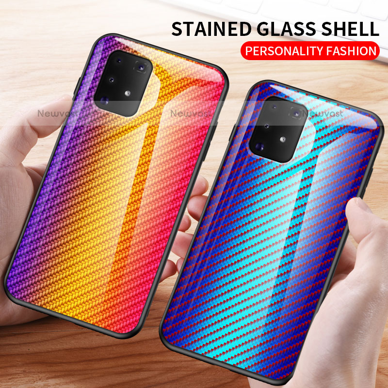 Silicone Frame Mirror Rainbow Gradient Case Cover LS2 for Samsung Galaxy A91