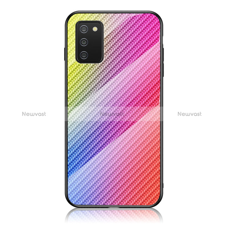 Silicone Frame Mirror Rainbow Gradient Case Cover LS2 for Samsung Galaxy F02S SM-E025F