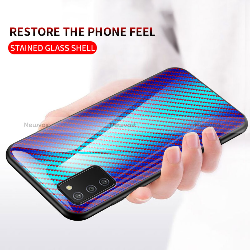 Silicone Frame Mirror Rainbow Gradient Case Cover LS2 for Samsung Galaxy F02S SM-E025F