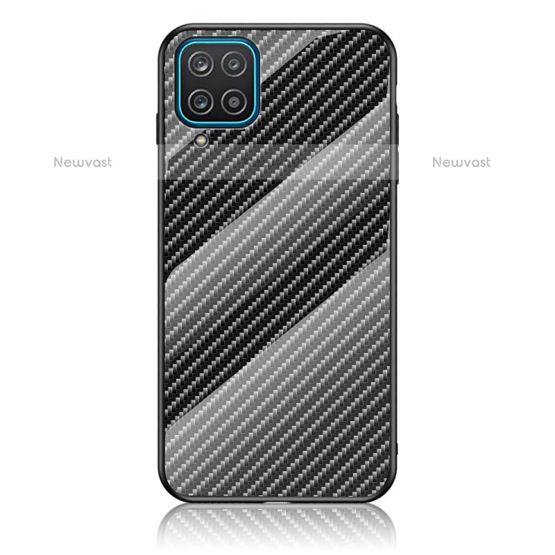 Silicone Frame Mirror Rainbow Gradient Case Cover LS2 for Samsung Galaxy F12 Black