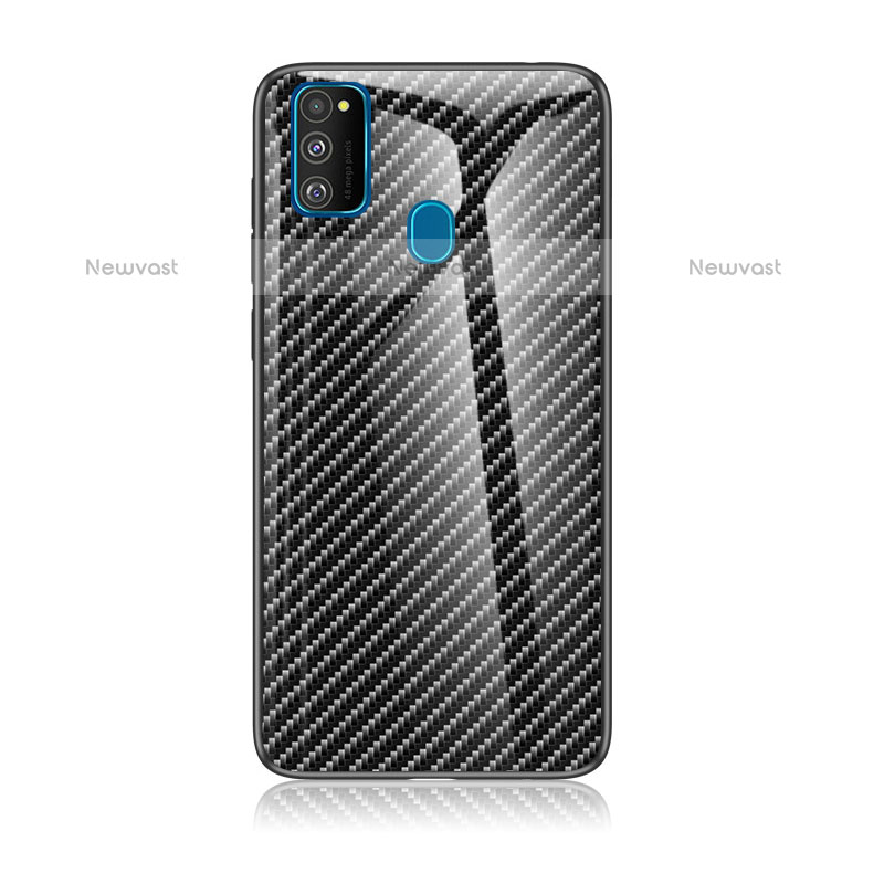 Silicone Frame Mirror Rainbow Gradient Case Cover LS2 for Samsung Galaxy M21 Black