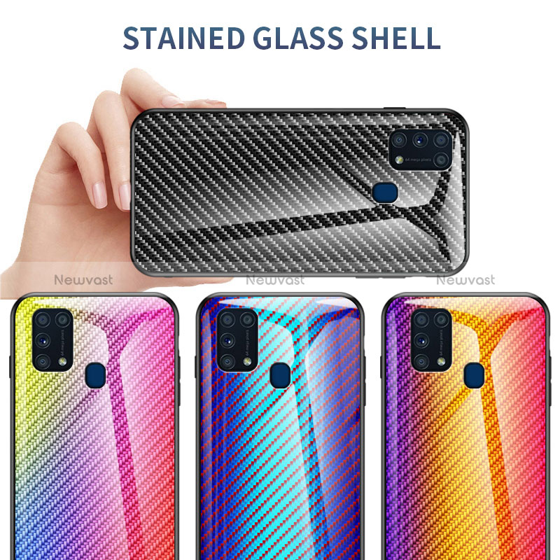 Silicone Frame Mirror Rainbow Gradient Case Cover LS2 for Samsung Galaxy M21s