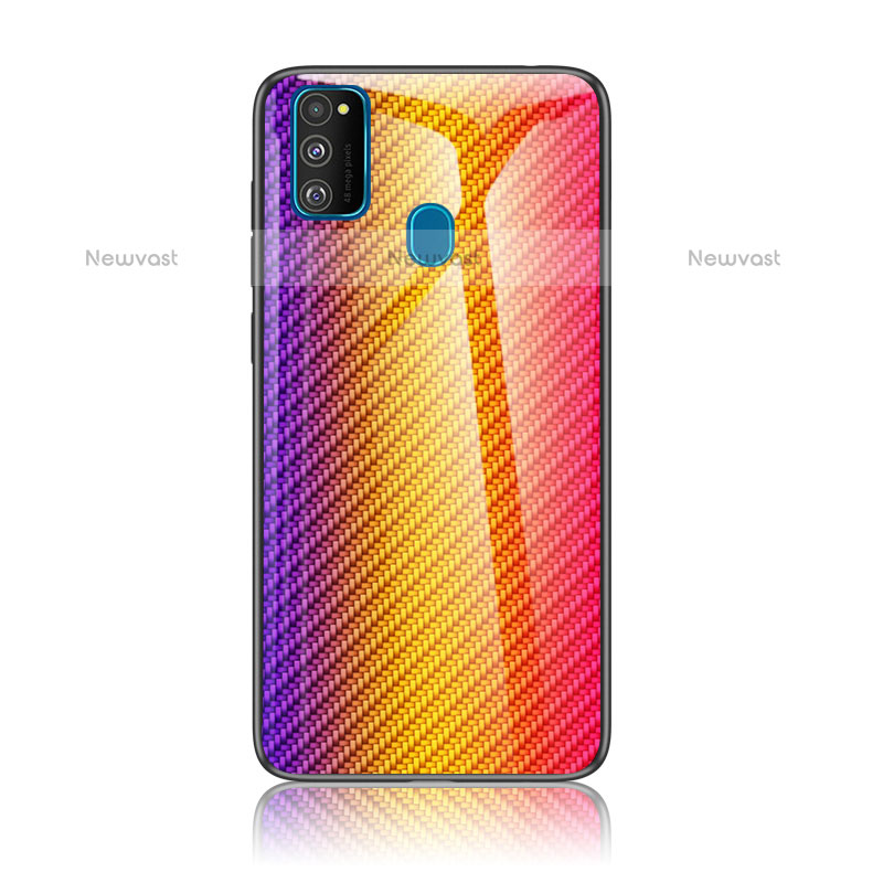 Silicone Frame Mirror Rainbow Gradient Case Cover LS2 for Samsung Galaxy M30s Orange