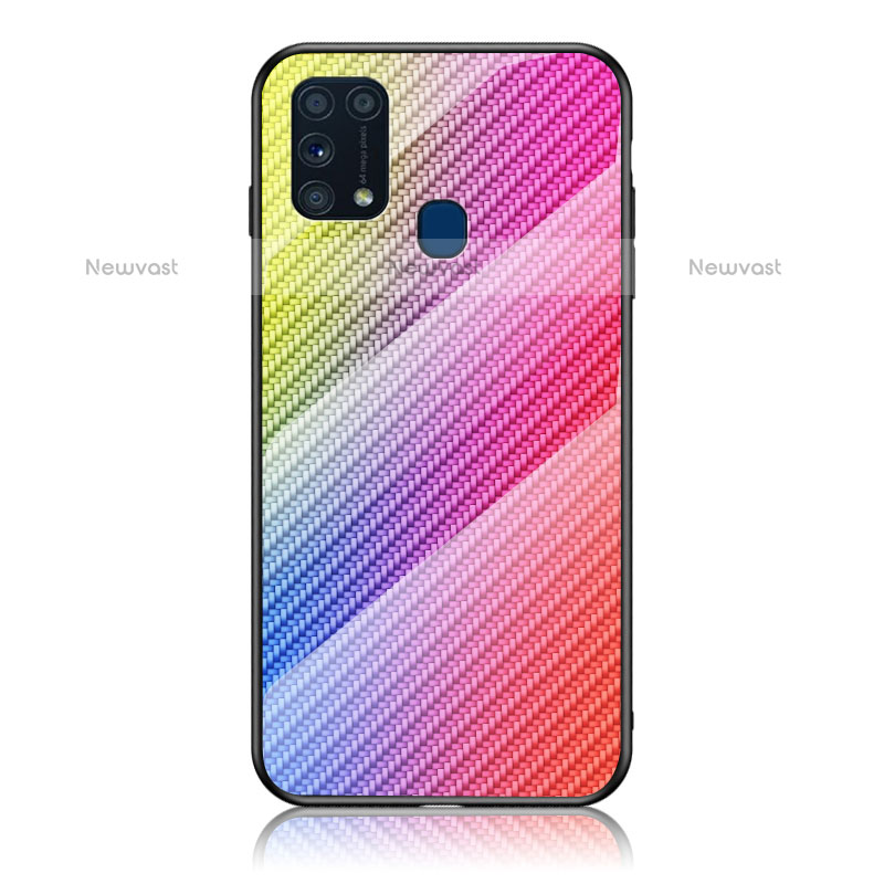 Silicone Frame Mirror Rainbow Gradient Case Cover LS2 for Samsung Galaxy M31