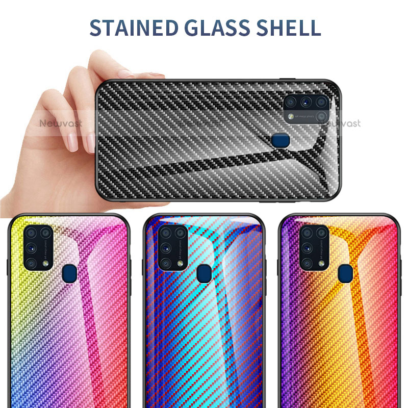 Silicone Frame Mirror Rainbow Gradient Case Cover LS2 for Samsung Galaxy M31