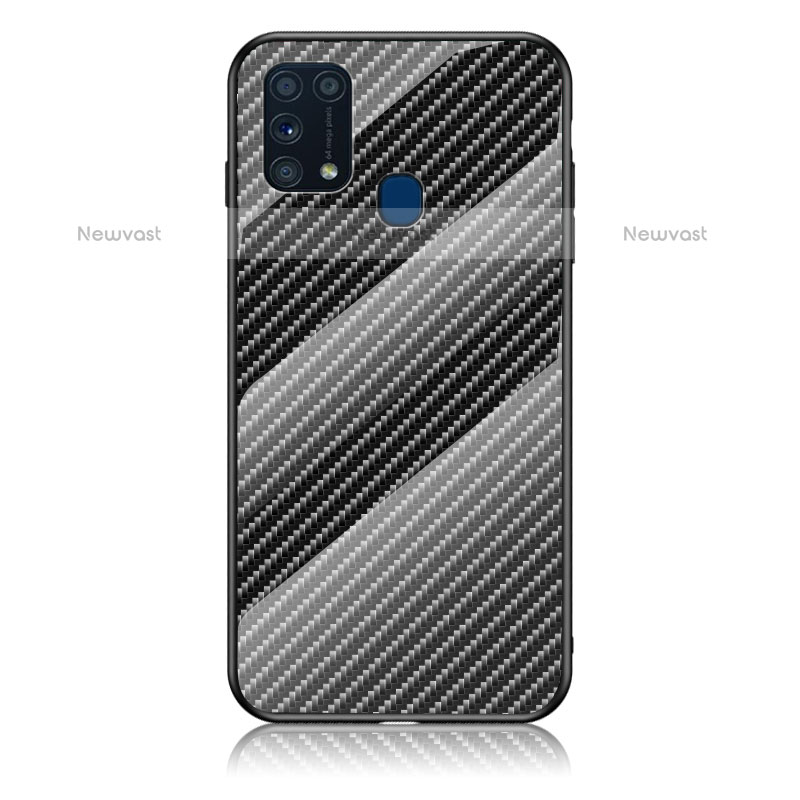 Silicone Frame Mirror Rainbow Gradient Case Cover LS2 for Samsung Galaxy M31 Prime Edition Black