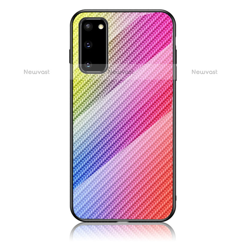 Silicone Frame Mirror Rainbow Gradient Case Cover LS2 for Samsung Galaxy S20