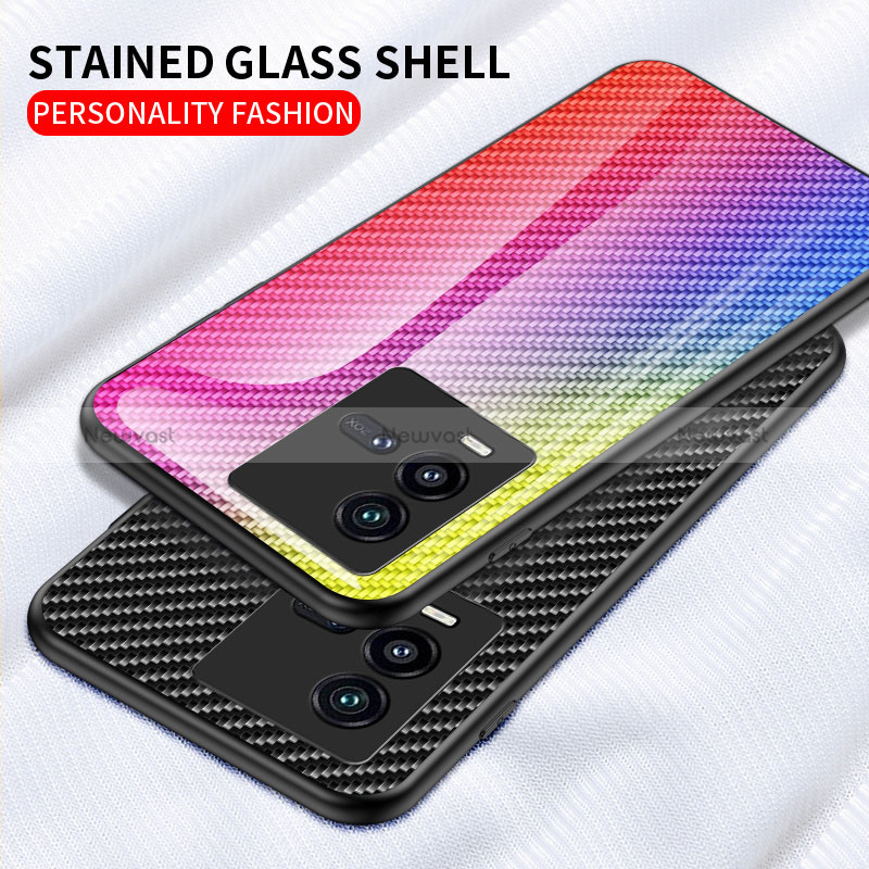 Silicone Frame Mirror Rainbow Gradient Case Cover LS2 for Vivo iQOO 9T 5G