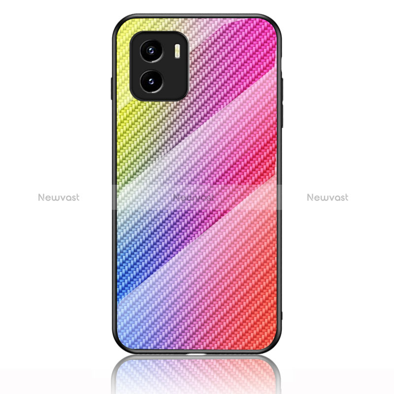 Silicone Frame Mirror Rainbow Gradient Case Cover LS2 for Vivo iQOO U5x