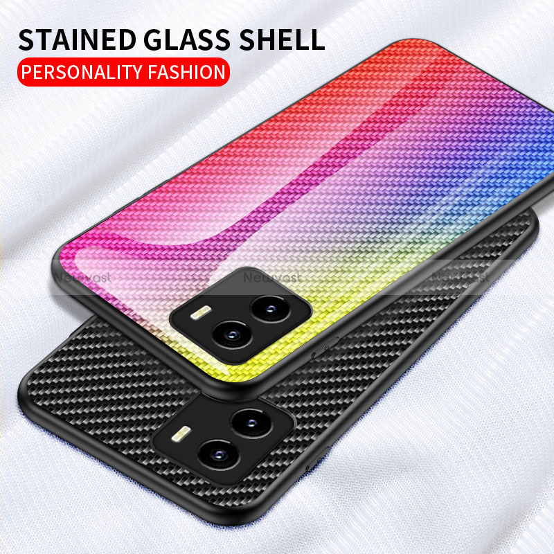 Silicone Frame Mirror Rainbow Gradient Case Cover LS2 for Vivo iQOO U5x