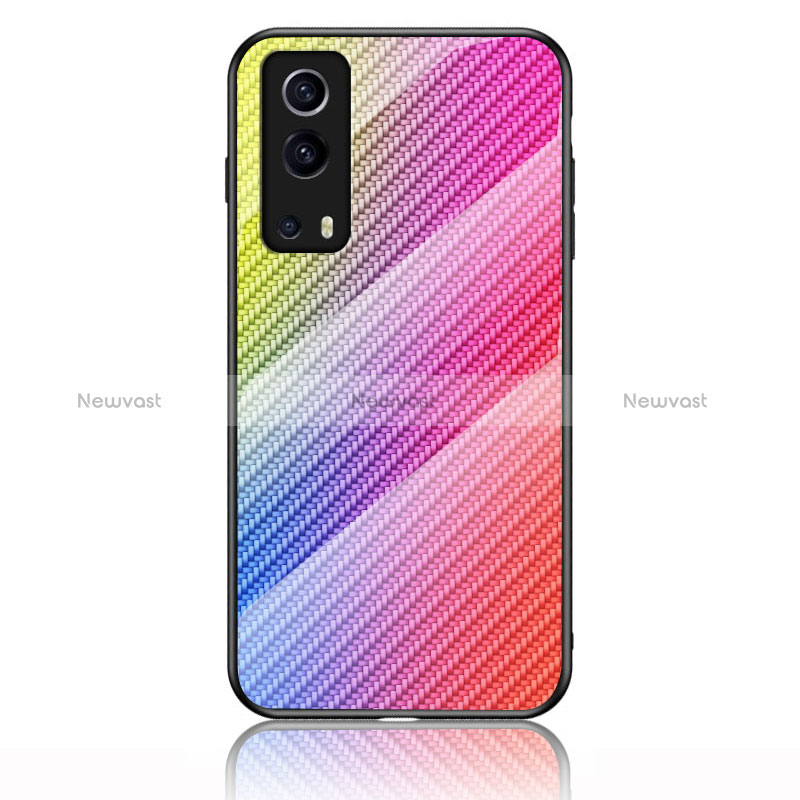 Silicone Frame Mirror Rainbow Gradient Case Cover LS2 for Vivo iQOO Z3 5G