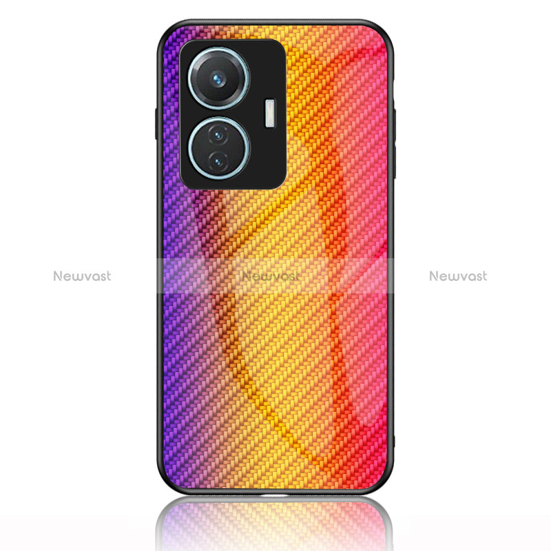 Silicone Frame Mirror Rainbow Gradient Case Cover LS2 for Vivo T1 4G