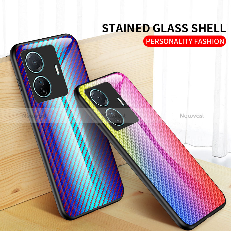 Silicone Frame Mirror Rainbow Gradient Case Cover LS2 for Vivo T1 5G