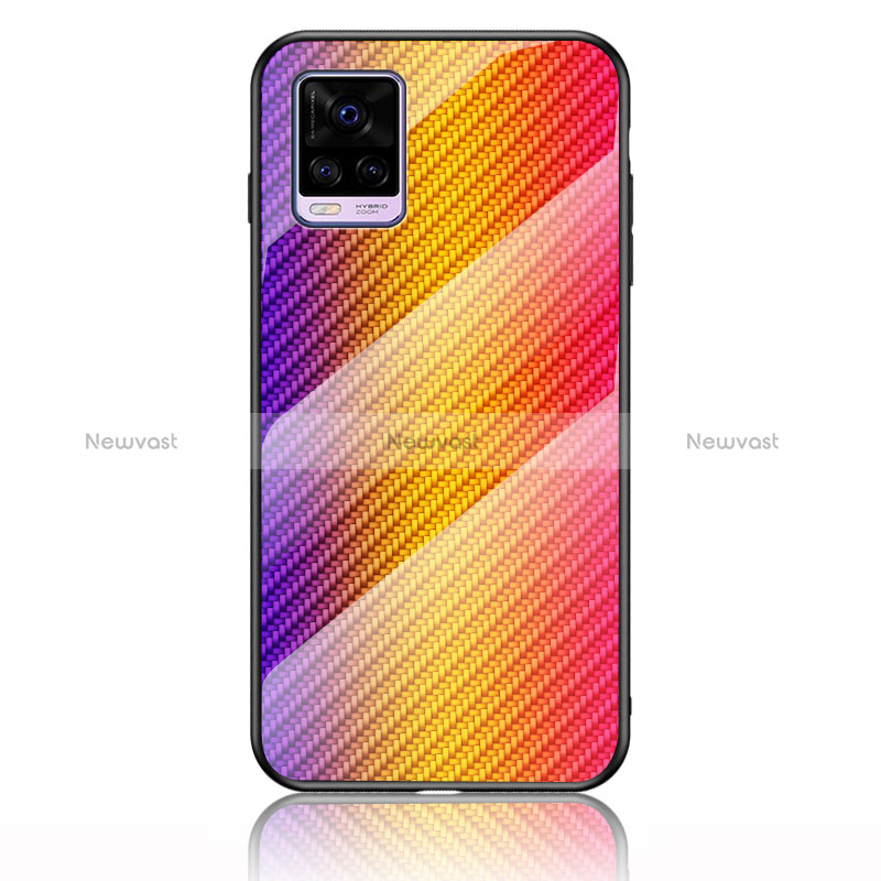 Silicone Frame Mirror Rainbow Gradient Case Cover LS2 for Vivo V20 (2021)