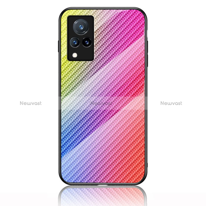 Silicone Frame Mirror Rainbow Gradient Case Cover LS2 for Vivo V21s 5G