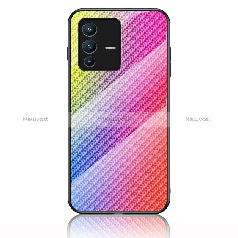 Silicone Frame Mirror Rainbow Gradient Case Cover LS2 for Vivo V23 5G