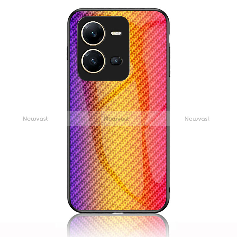 Silicone Frame Mirror Rainbow Gradient Case Cover LS2 for Vivo V25e