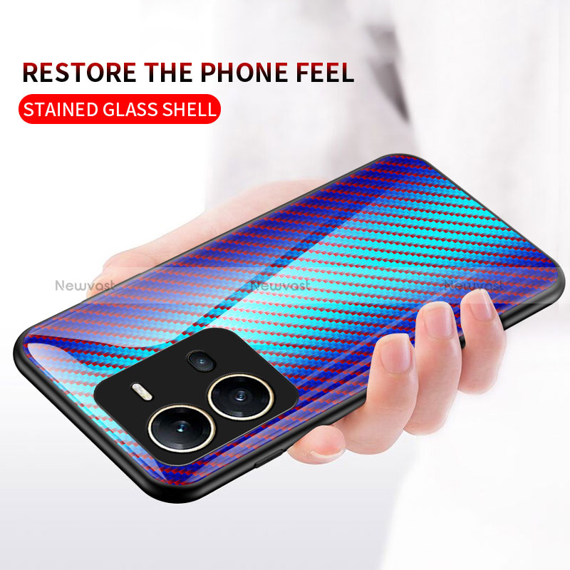 Silicone Frame Mirror Rainbow Gradient Case Cover LS2 for Vivo V25e