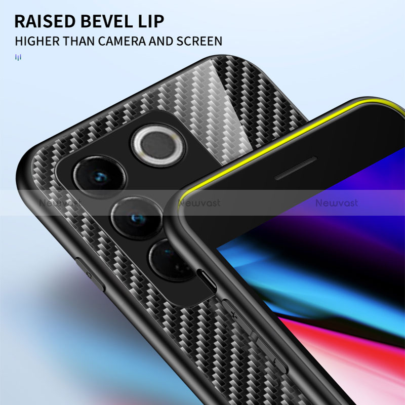 Silicone Frame Mirror Rainbow Gradient Case Cover LS2 for Vivo V27 Pro 5G