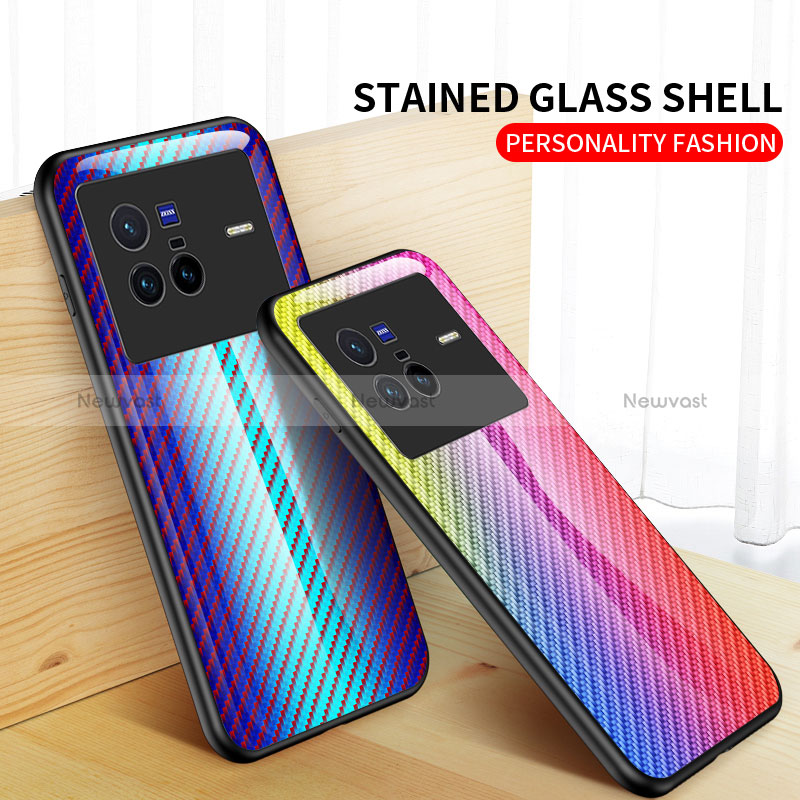 Silicone Frame Mirror Rainbow Gradient Case Cover LS2 for Vivo X80 5G