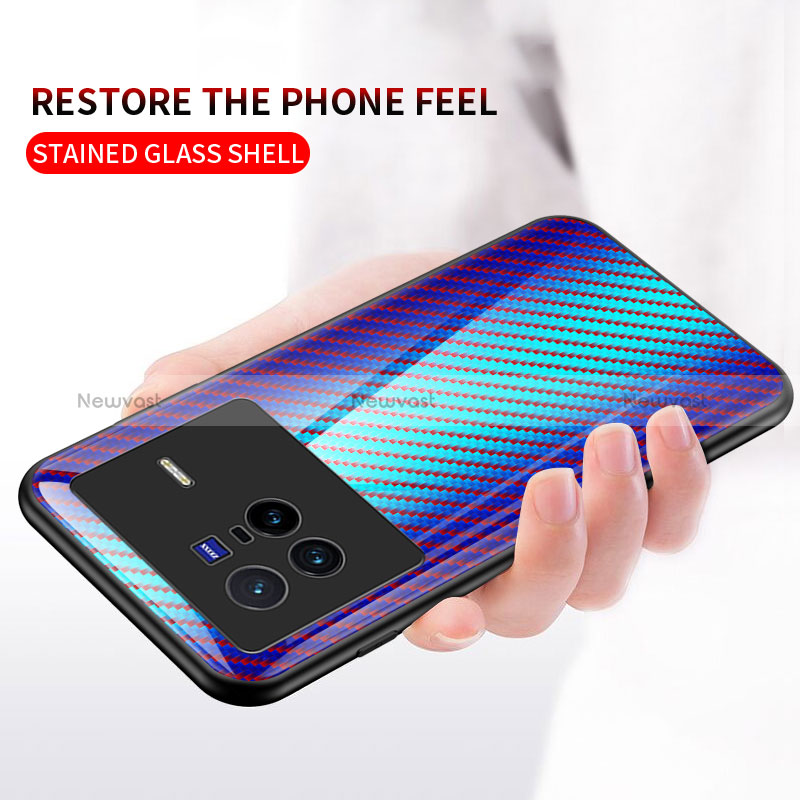 Silicone Frame Mirror Rainbow Gradient Case Cover LS2 for Vivo X80 5G