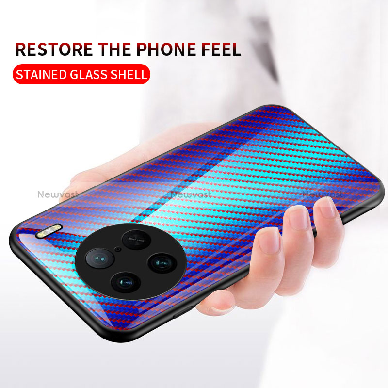 Silicone Frame Mirror Rainbow Gradient Case Cover LS2 for Vivo X90 5G