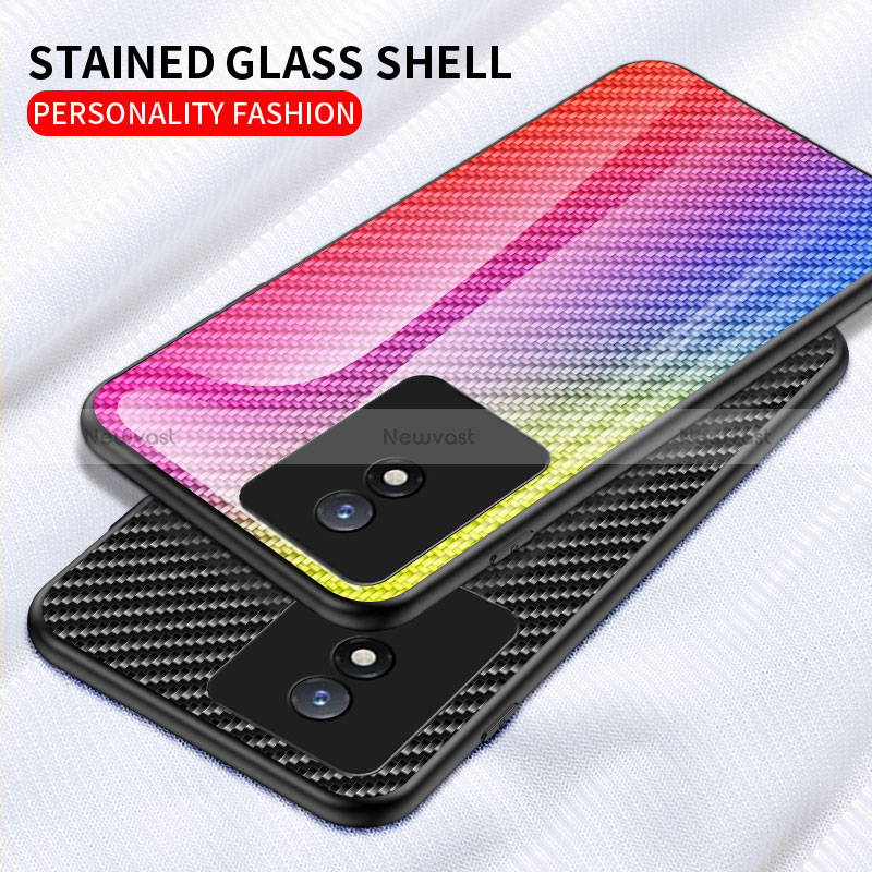 Silicone Frame Mirror Rainbow Gradient Case Cover LS2 for Vivo Y02