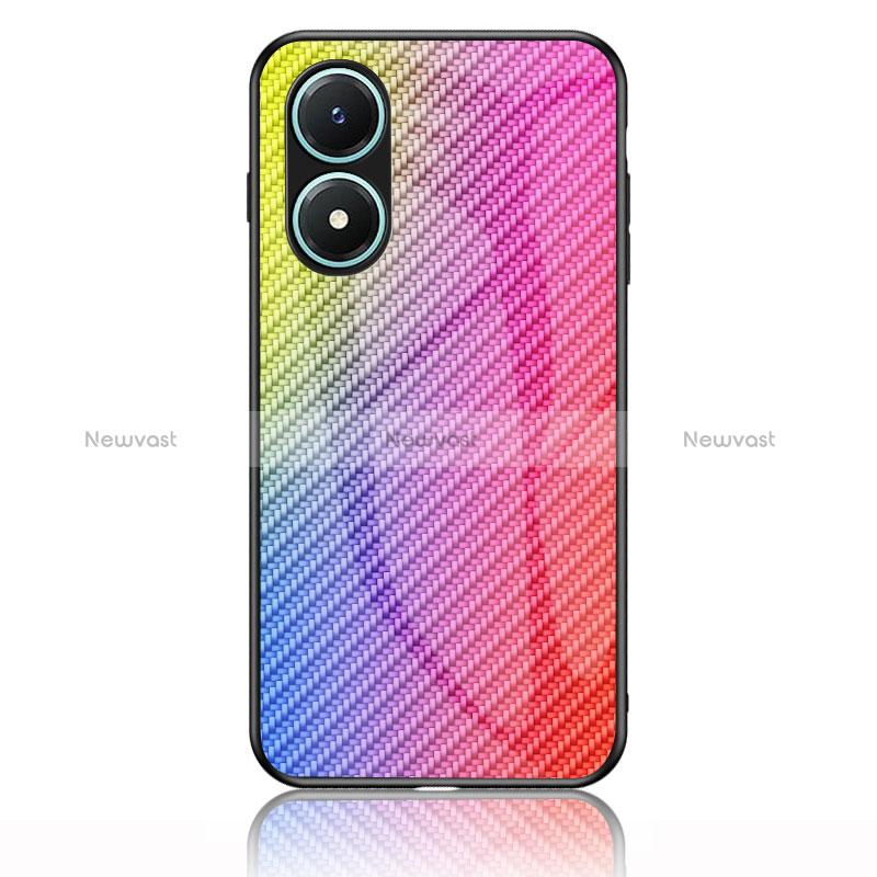 Silicone Frame Mirror Rainbow Gradient Case Cover LS2 for Vivo Y02S