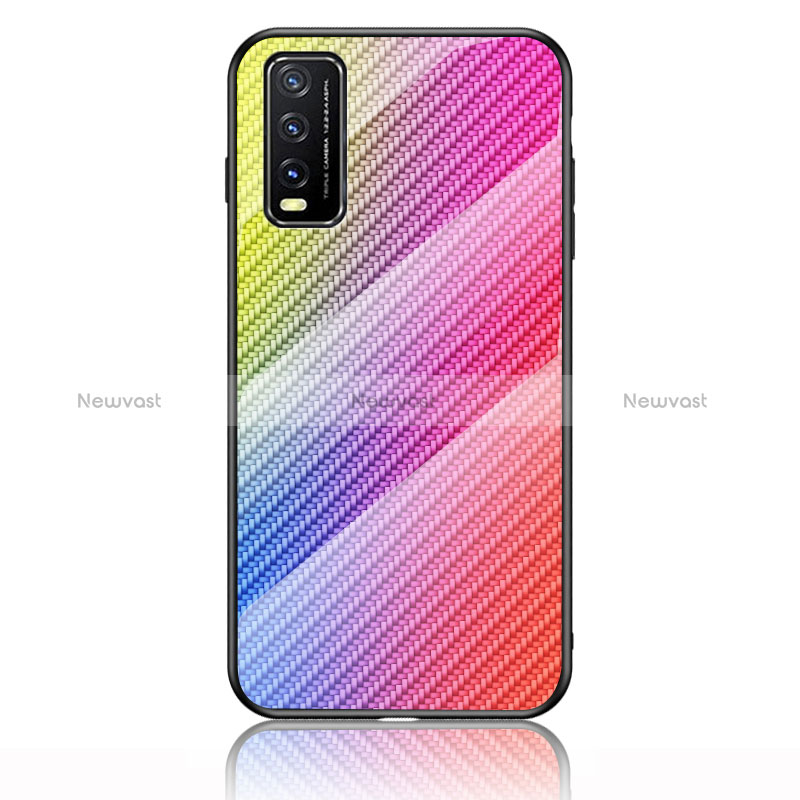 Silicone Frame Mirror Rainbow Gradient Case Cover LS2 for Vivo Y12A